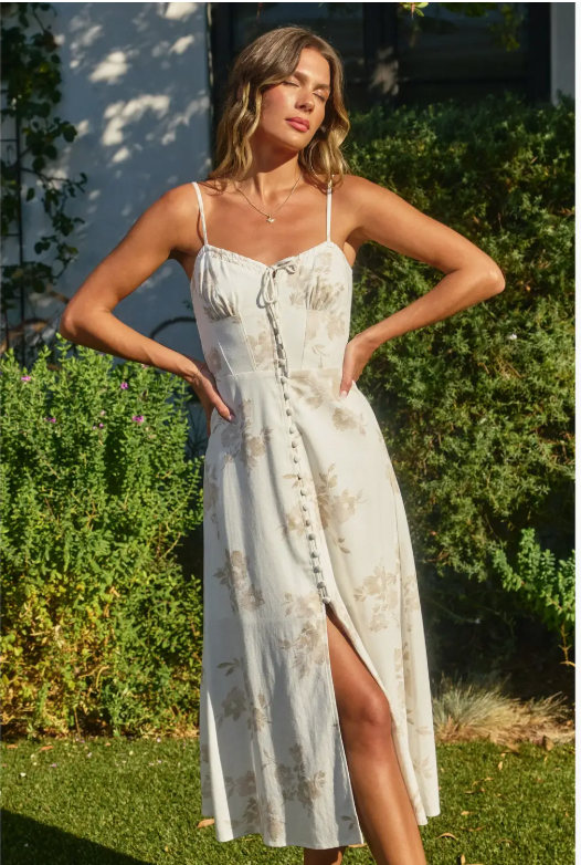 dress forum linen blend floral midi dress Danielle Floral Midi Dress